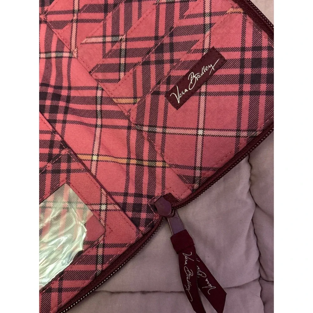 Vera Bradley Paisley Zip Around Travel Wallet Organizer Red Pink - Picture 5 of 7